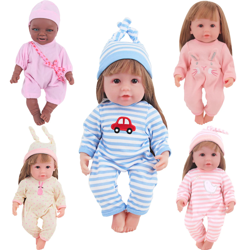 12-inch New Baby Girl Doll Clothes Cute Rabbit Car Chick Jumpsuits Pajamas For 30cm Cotton Doll Toy Accessories