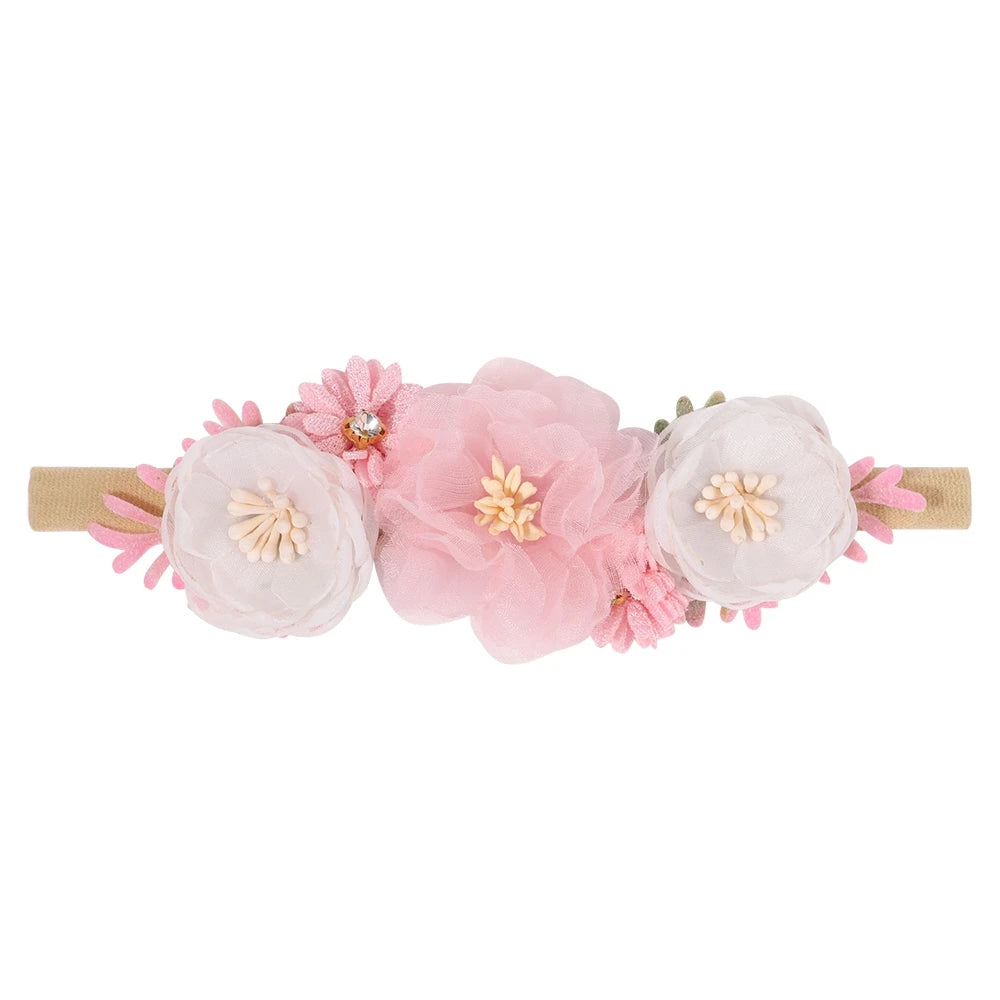 Headband Canvas And Nylon Elastic Artificial Flower Snag-Free