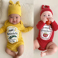 Baby Onesie Cotton Red Mustard Unisex Cosplay Set With Hat