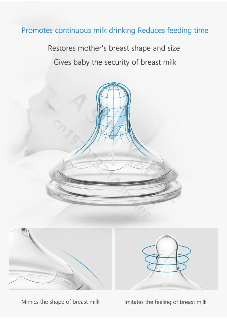 Dr. Brown's newborn wide-bore glass bottle, preemie silicone teat, 60ML for babies 0 to 3 months/Anti-colic glass baby bottle