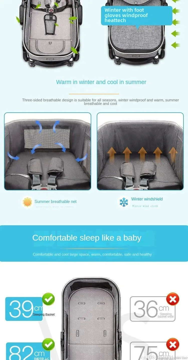Baby stroller 3 in 1 stroller folding two-sided child four seasons kinderwagen baby carriage  high landscape Newborn Travelling