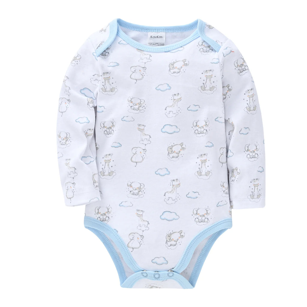 Baby Cotton Romper – Cartoon Long Sleeve, 3–12 Months