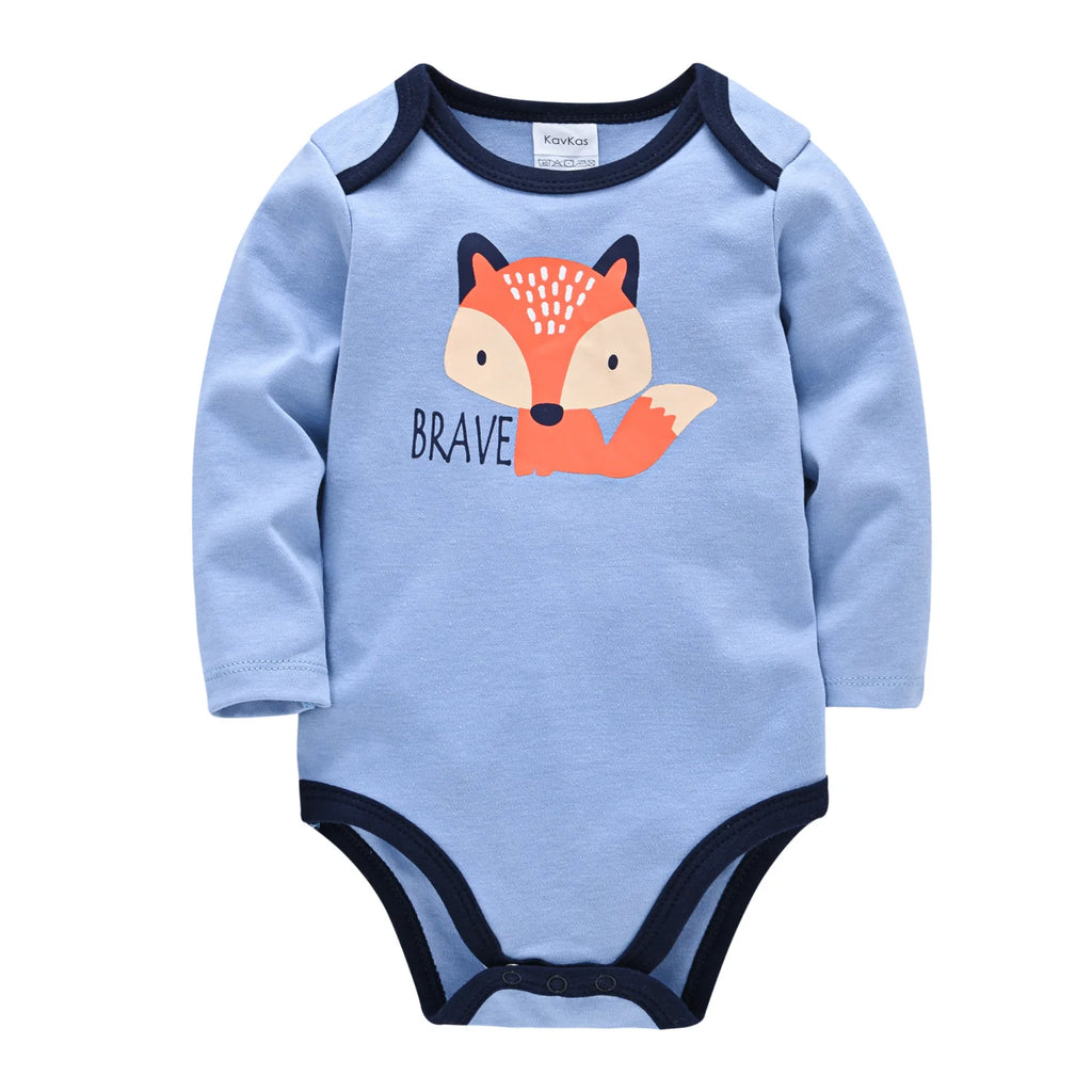 Baby Cotton Romper – Cartoon Long Sleeve, 3–12 Months