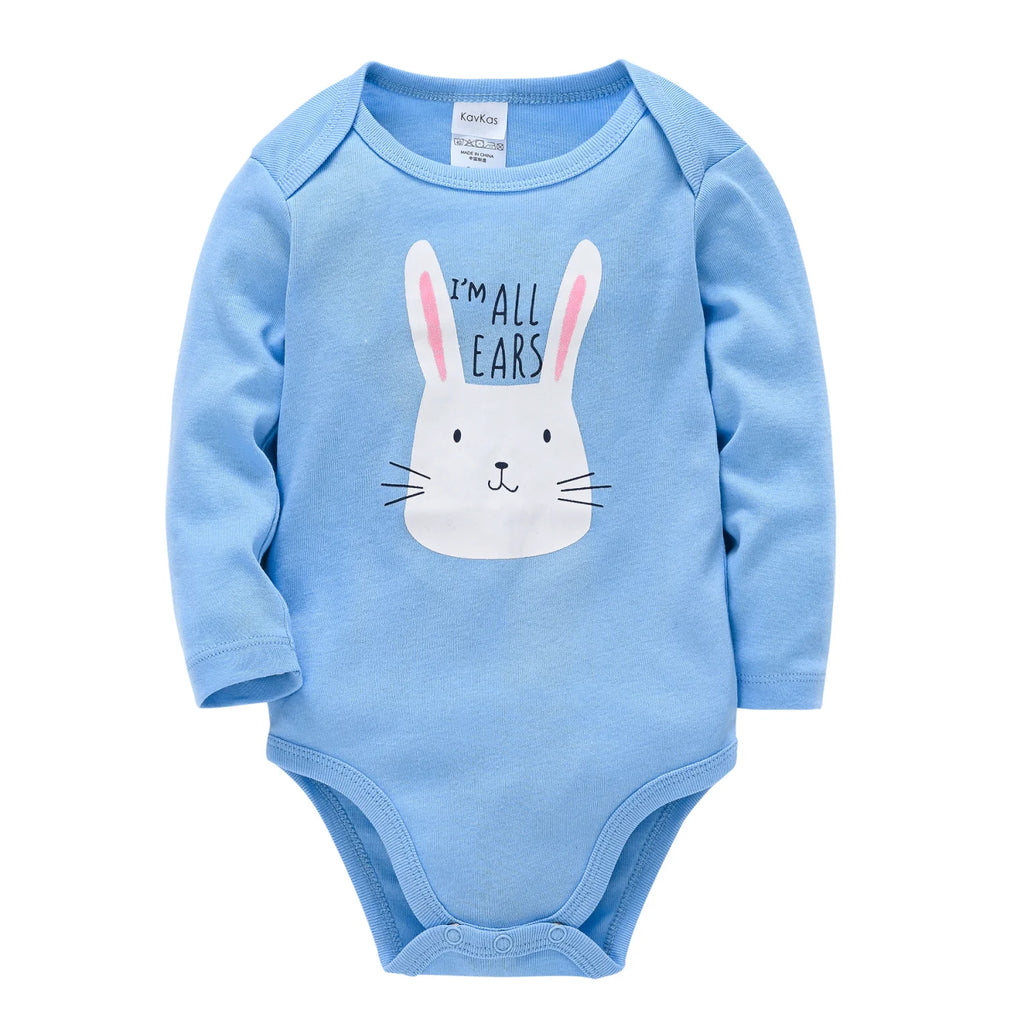 Baby Cotton Romper – Cartoon Long Sleeve, 3–12 Months