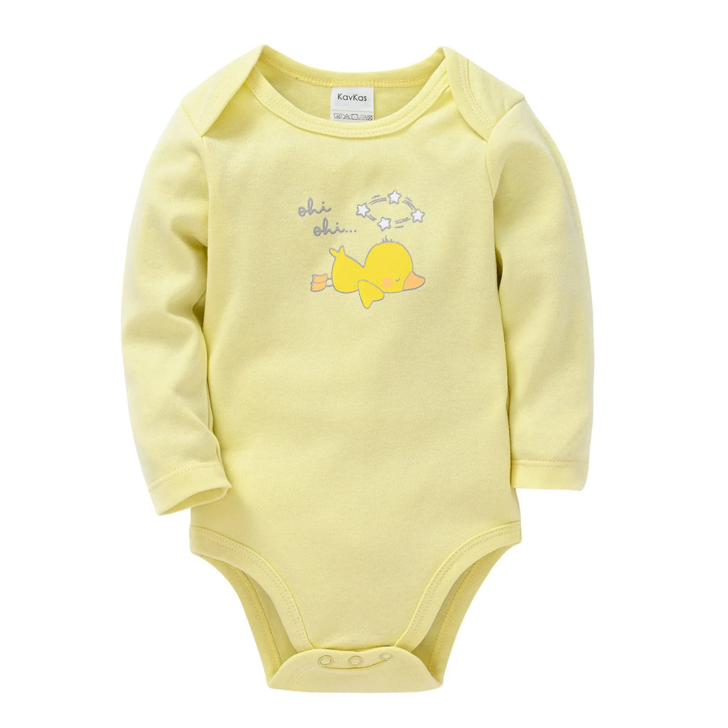 Baby Cotton Romper – Cartoon Long Sleeve, 3–12 Months